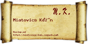 Miatovics Kán névjegykártya